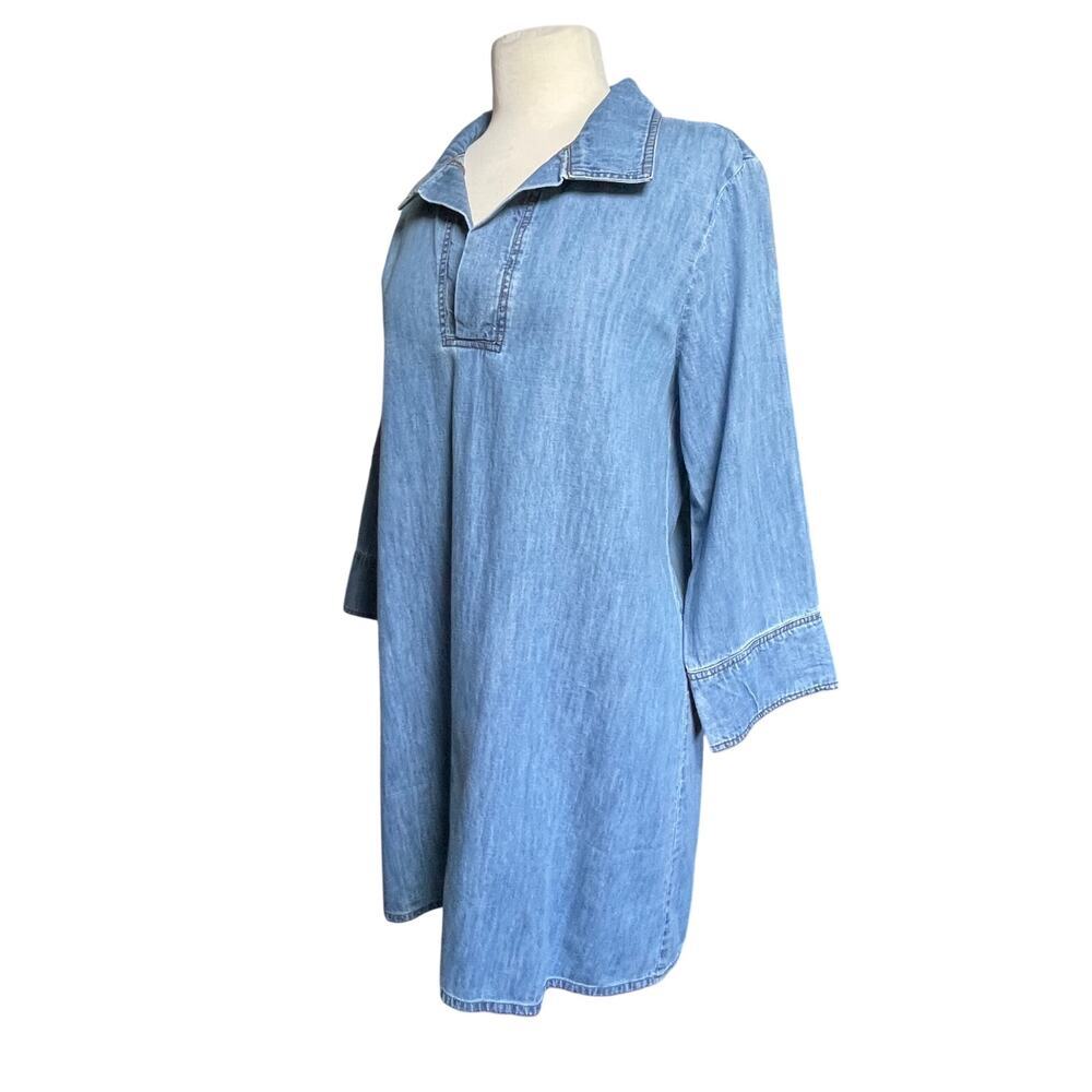 NWT ELIZABETH JAMES Women’s Taylor Denim Popover Henley Mini Dress - Picture 3 of 5